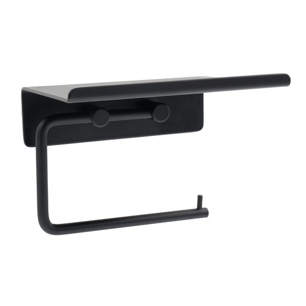 Toiletrulleholder med hylde – Mat Sort