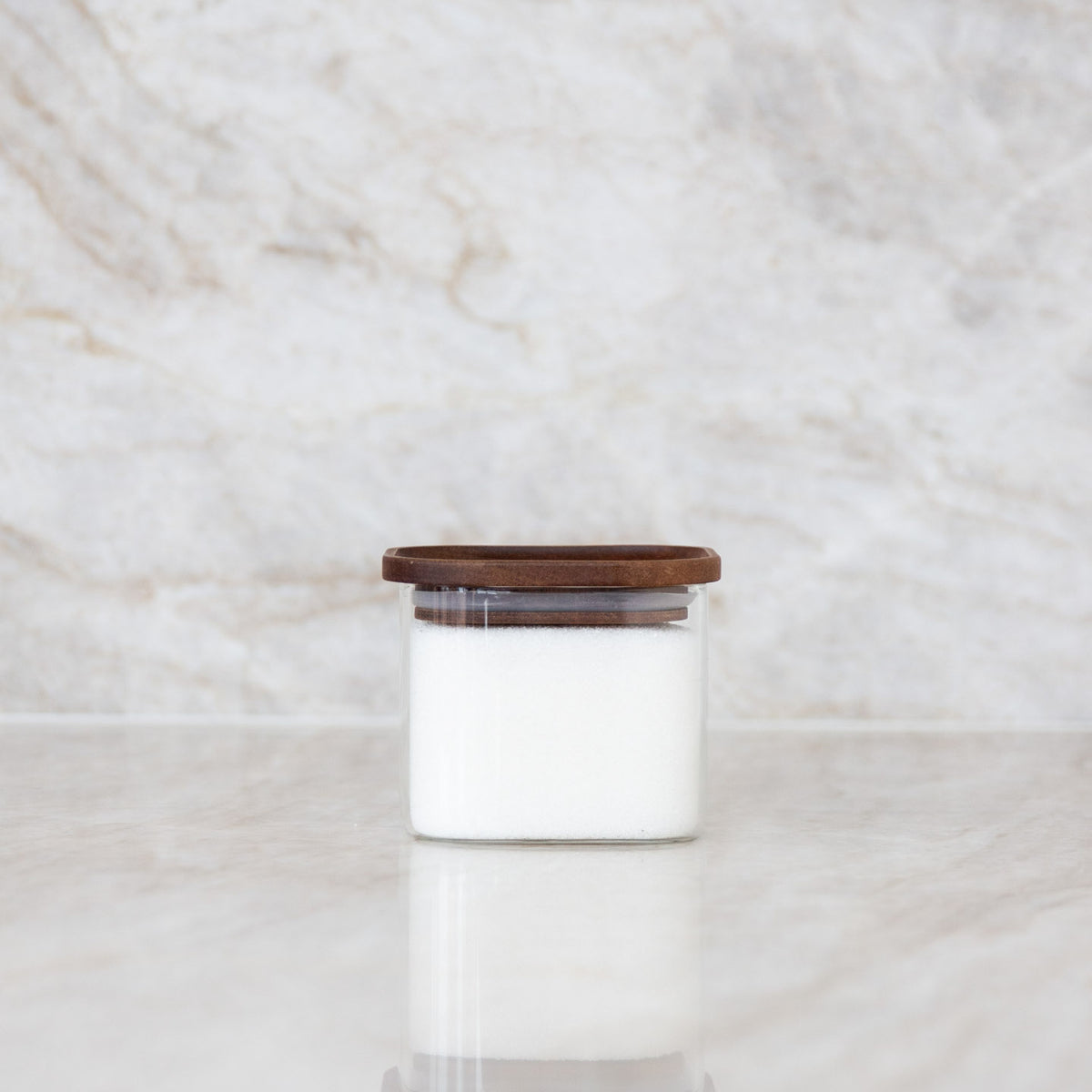Firkantet opbevaringsglas med akacielåg, 500 ml
